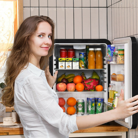 Costway 2.4 Cubic Feet Black Compact Refrigerator Auto Defrost Mini Fridge Reversible Door