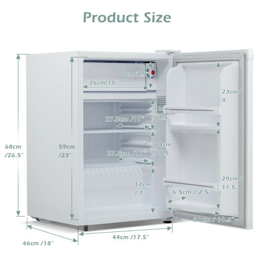 Costway 2.5 Cubic Feet White Compact Single Door Refrigerator with Freezer