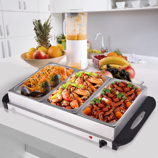 Costway 2.5 Quart 3 Tray Stainless Steel Buffet Server Food Warmer