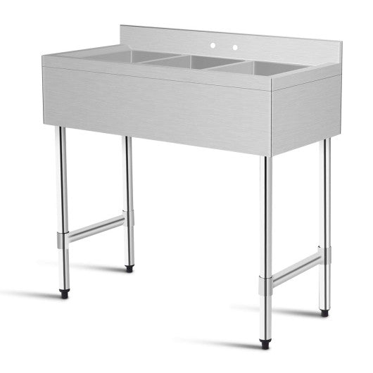 Costway 3-Compartment Stainless Steel Kitchen Commercial Sink
