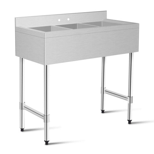 Costway 3-Compartment Stainless Steel Kitchen Commercial Sink