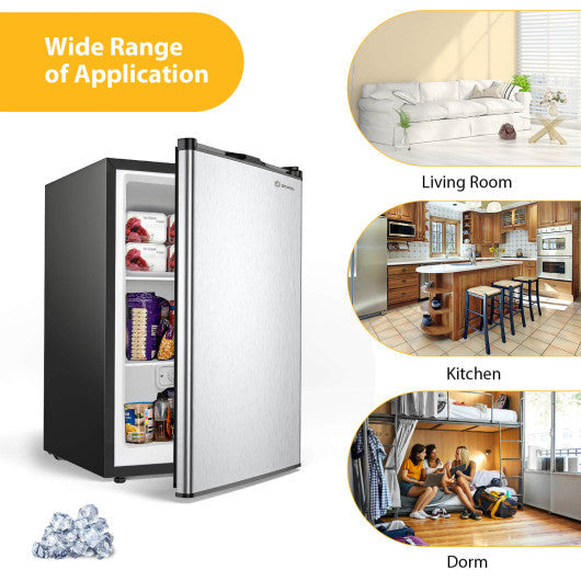 Costway 3 Cubic Feet Compact Upright Freezer with Stainless Steel Door