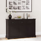 Costway 3 Drawers Brown Sideboard Buffet Storage with Adjustable Shelves