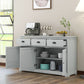 Costway 3 Drawers Gray Sideboard Buffet Storage with Adjustable Shelves