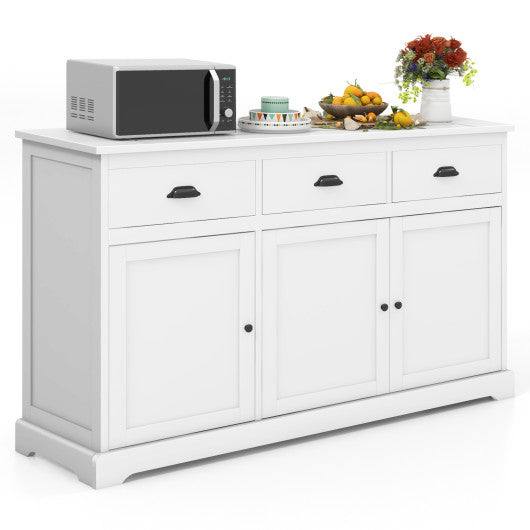 Costway 3 Drawers Sideboard Buffet Storage with Adjustable Shelves