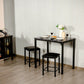 Costway 3 Piece Black Counter Height Dining Set Faux Marble Table