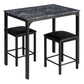 Costway 3 Piece Black Counter Height Dining Set Faux Marble Table