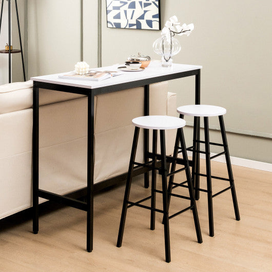 Costway 3 Piece Black & White Pub Table and Stools Kitchen Dining Set