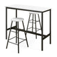 Costway 3 Piece Black & White Pub Table and Stools Kitchen Dining Set