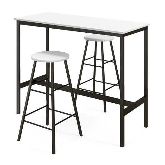 Costway 3 Piece Black & White Pub Table and Stools Kitchen Dining Set