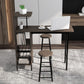 Costway 3 Piece Brown Bar Table and Chairs Set with 6-Bottle Wine Rack