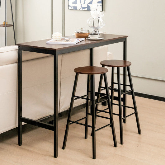 Costway 3 Piece Brown Pub Table and Stools Kitchen Dining Set