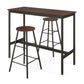 Costway 3 Piece Brown Pub Table and Stools Kitchen Dining Set
