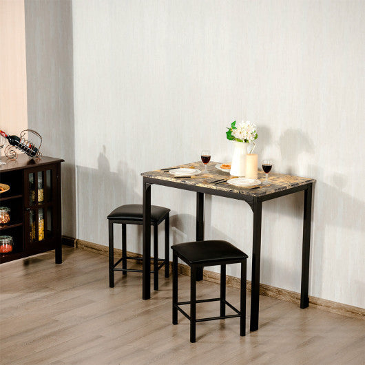 Costway 3 Piece Counter Height Dining Set Faux Marble Table