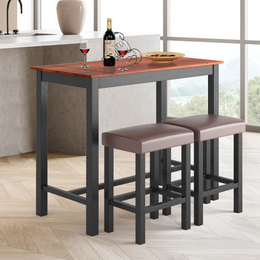 Costway 3 Piece Set Pub Dining Table with Stools