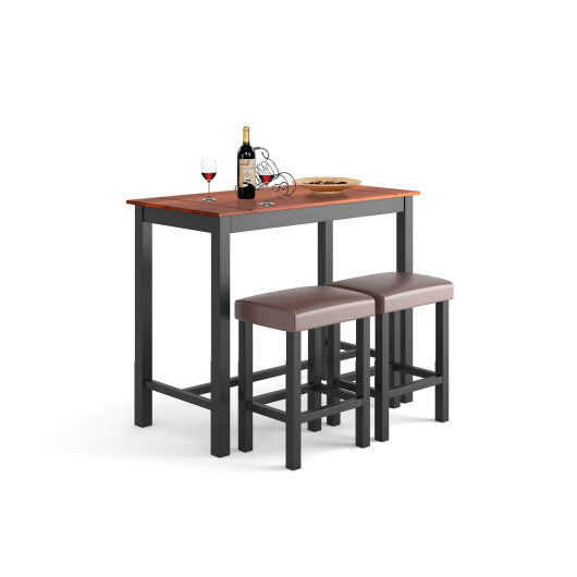 Costway 3 Piece Set Pub Dining Table with Stools