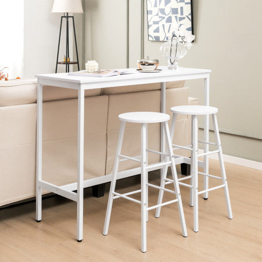 Costway 3 Piece White Pub Table and Stools Kitchen Dining Set