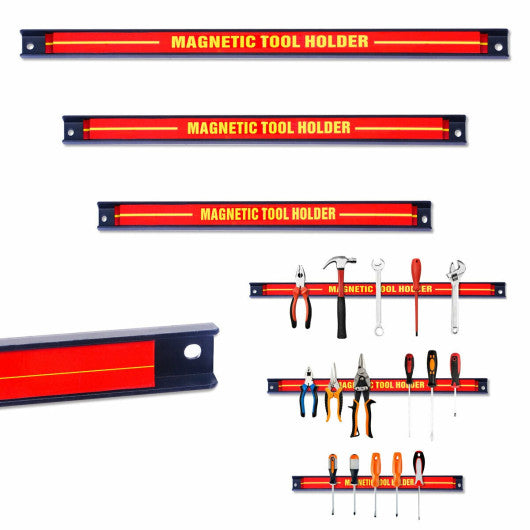 Costway 3 Pieces 8/12/18 Inch Magnetic Tool Holder Bar Organizer Storage Rack Knife Wrench