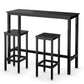 Costway 3 Pieces Black Counter Height Bar Furniture Set with Backless Stools