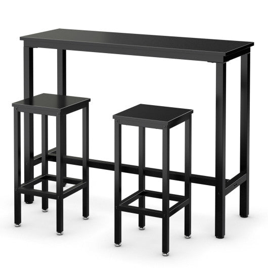 Costway 3 Pieces Black Counter Height Bar Furniture Set with Backless Stools
