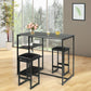 Costway 3 Pieces Black Dining Set with Faux Marble Top Table and 2 Stools