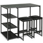 Costway 3 Pieces Black Dining Set with Faux Marble Top Table and 2 Stools