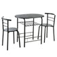 Costway 3 Pieces Black Home Kitchen Bistro Pub Dining Table 2 Chairs Set