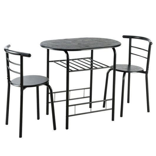Costway 3 Pieces Black Home Kitchen Bistro Pub Dining Table 2 Chairs Set