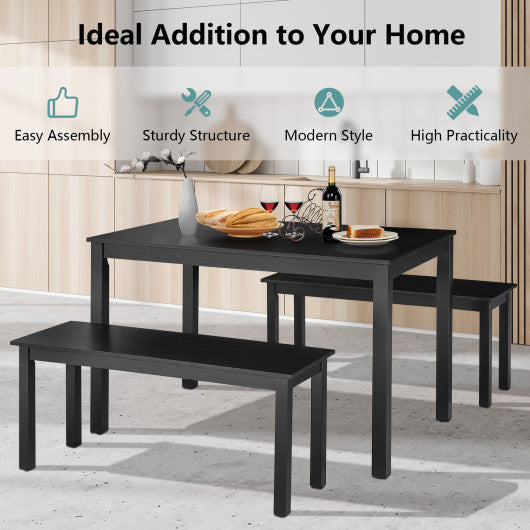 Costway 3 Pieces Black Modern Studio Collection Table Dining Set