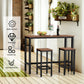 Costway 3 Pieces Brown Counter Height Bar Furniture Set with Backless Stools