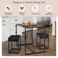 Costway 3 Pieces Brown Dining Set Metal Frame Kitchen Table and 2 Stools