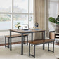 Costway 3 Pieces Brown Dining Table Set with 2 Benches for Dining Room Kitchen Bar