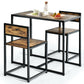 Costway 3 Pieces Coffee Dining Set Compact Table and 2 Chair with Metal Frame for for Small Space