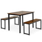 Costway 3 Pieces Coffee Kitchen Dining Table Set with 2 Benches for Limited Space