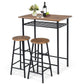 Costway 3 Pieces Dark Walnut Bar Table Set with 2 Stools