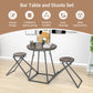Costway 3 Pieces Gray Dining Table Set with 2 Foldable Stools for Small Space