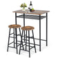 Costway 3 Pieces Rustic Brown Bar Table Set with 2 Stools Teak