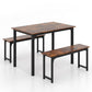 Costway 3 Pieces Rustic Brown Farmhouse Dining Table Set with Space-Saving Design