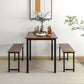 Costway 3 Pieces Rustic Brown Farmhouse Dining Table Set with Space-Saving Design