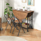 Costway 3 Pieces Rustic Brown Folding Dining Table and Chair Set