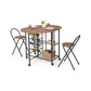Costway 3 Pieces Rustic Brown Folding Dining Table and Chair Set