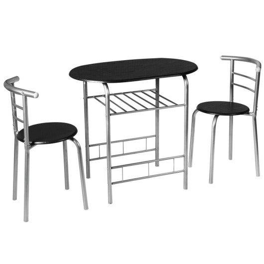 Costway 3 Pieces Silver Home Kitchen Bistro Pub Dining Table 2 Chairs Set