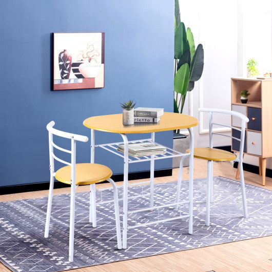 Costway 3 Pieces Tan Home Kitchen Bistro Pub Dining Table 2 Chairs Set