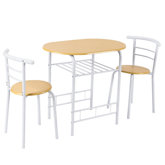 Costway 3 Pieces Tan Home Kitchen Bistro Pub Dining Table 2 Chairs Set