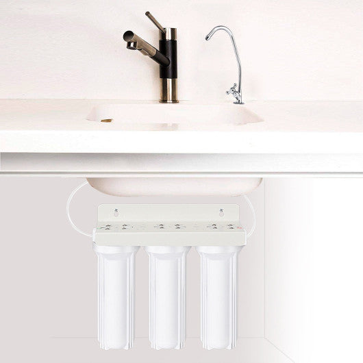 Costway 3-Stage Under-Sink Water Filter System with Chromed Faucet