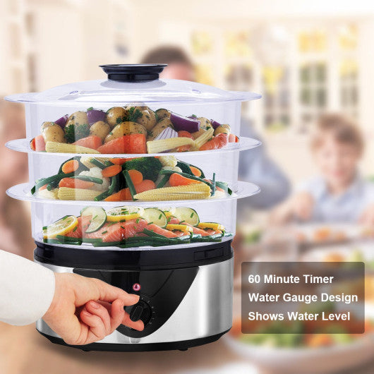 Costway 3-Tier 8 Quart Stainless Steel Electric Food Steamer