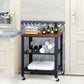 Costway 3-Tier Brown Kitchen Utility Industrial Cart with Storage