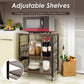 Costway 3-Tier Charcoal Brown Kitchen Baker's Rack Microwave Oven Storage Cart with Hooks