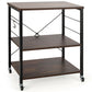 Costway 3-Tier Charcoal Brown Kitchen Baker's Rack Microwave Oven Storage Cart with Hooks