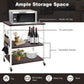 Costway 3-Tier Deep Brown Kitchen Baker's Rack Microwave Oven Storage Cart with Hooks